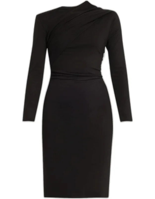 Asymmetric Long-sleeve Jersey Dress