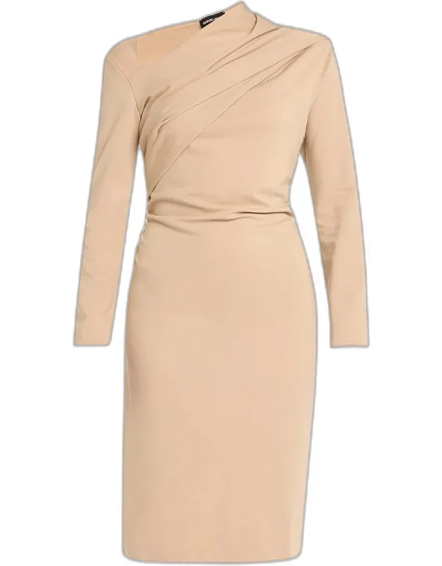 Asymmetric Long-sleeve Jersey Dress