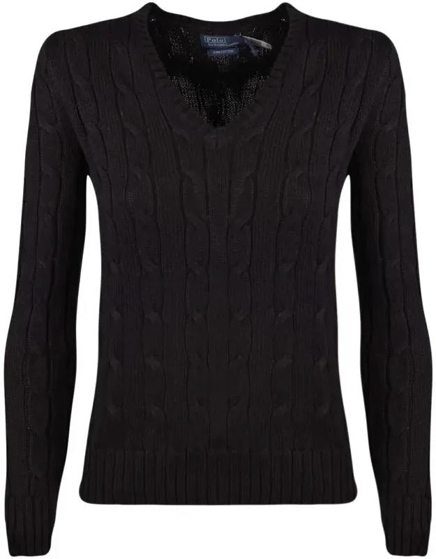 Cotton Cable-knit Sweater With V-neck