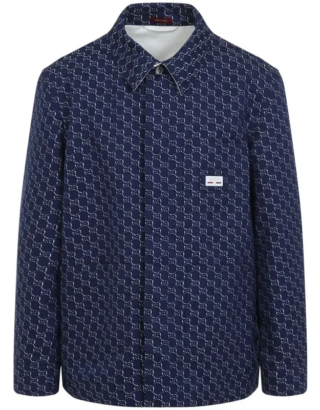 Gucci Jacket With Classic Collar And Iconic Gg Pattern