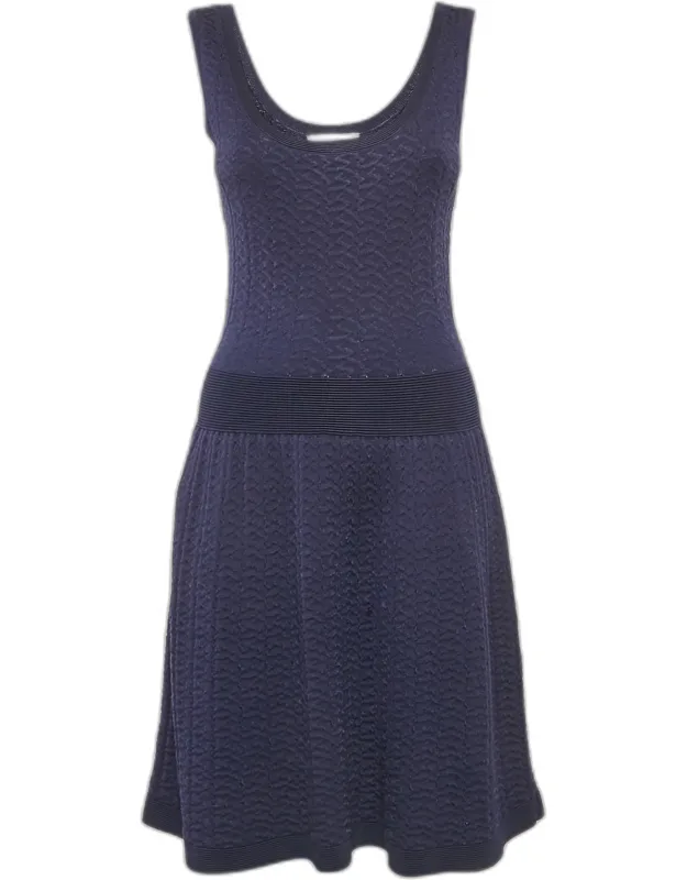 Patterned Knit Sleeveless Mini Dress