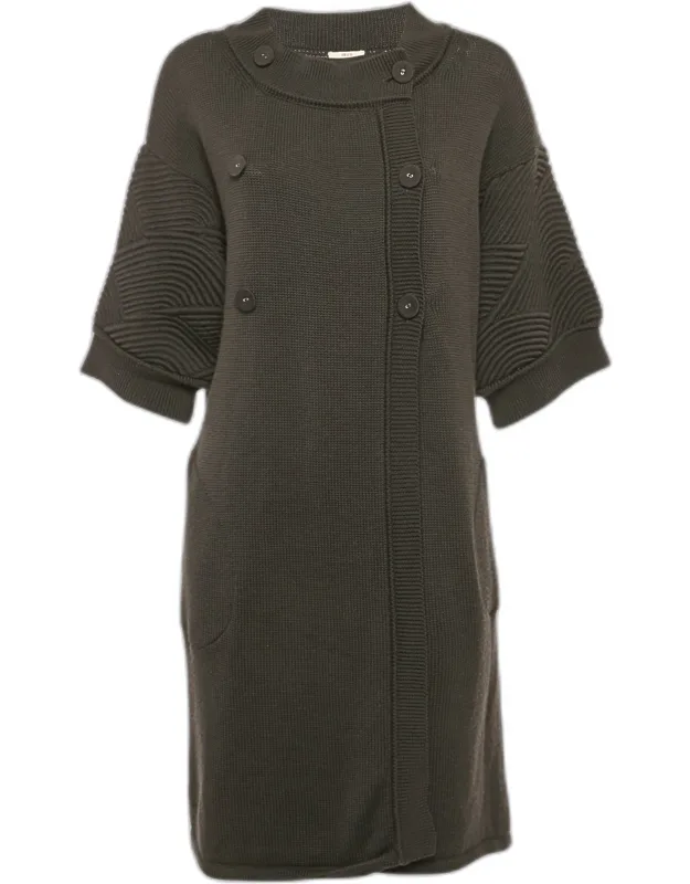 Knit Double Breasted Long Cardigan