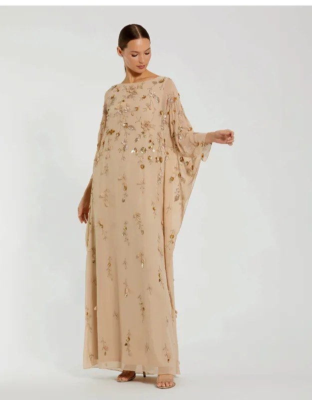 Floral Embellished Trapeze Dress