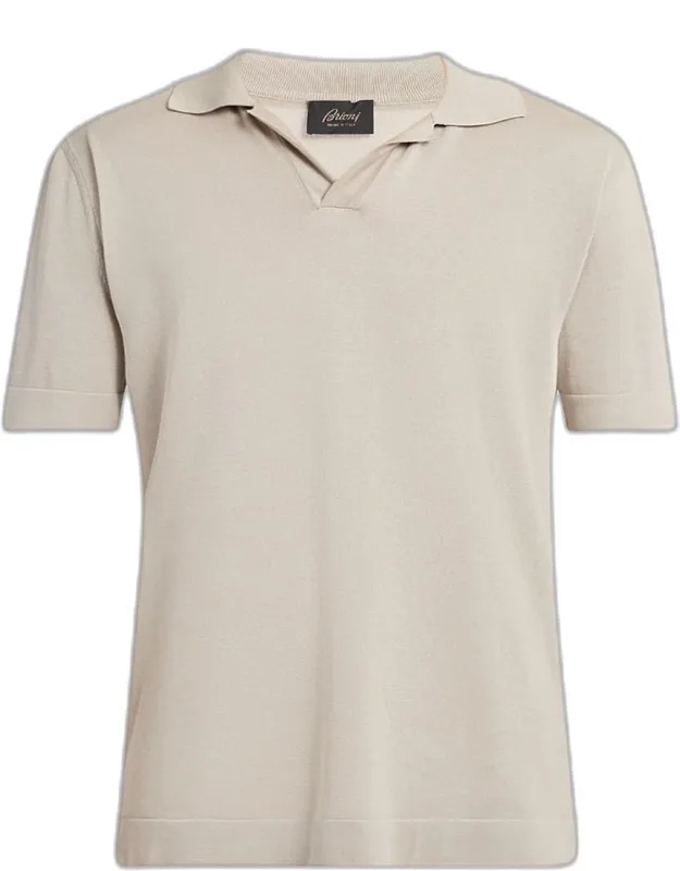 Cotton And Silk Johnny Collar Polo Shirt