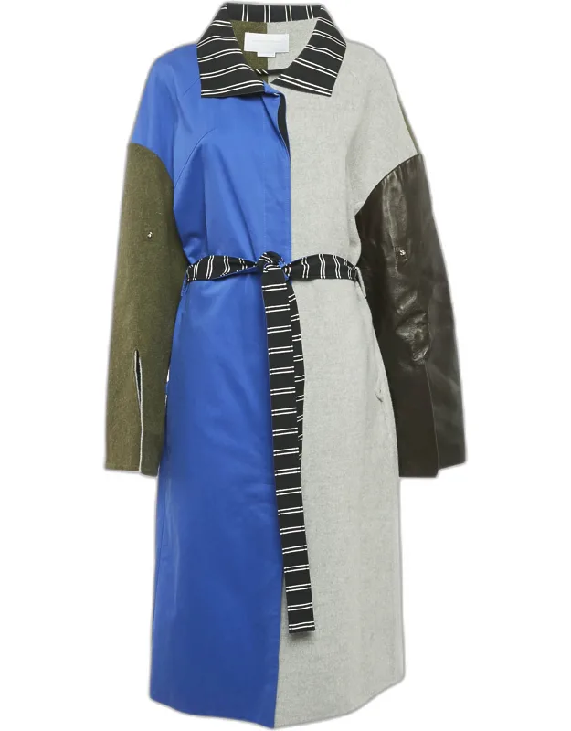 Wool And Leather Belted Mid-length Coat