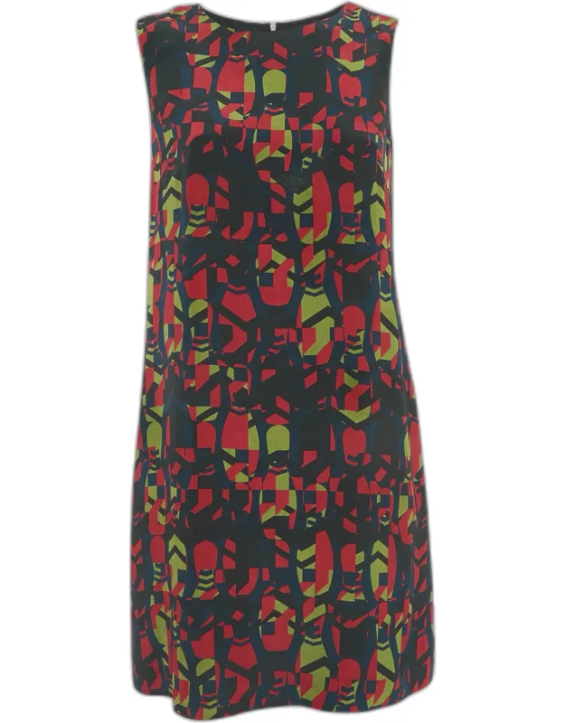 Printed Silk Shift Mini Dress