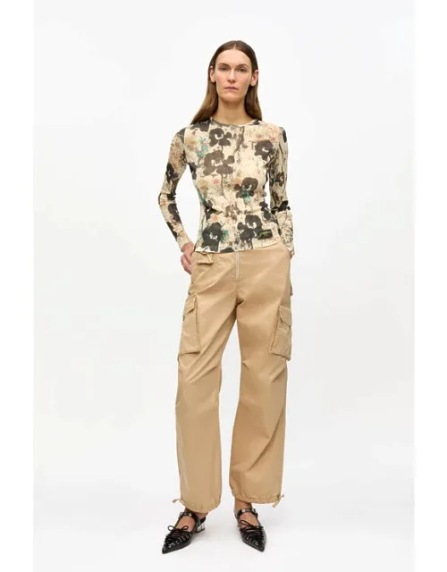 Camel Washed Cotton Twill Trousers