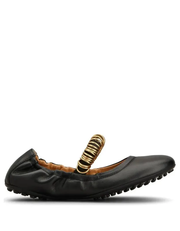 Metallic Rings Strap Nappa Leather Ballerinas