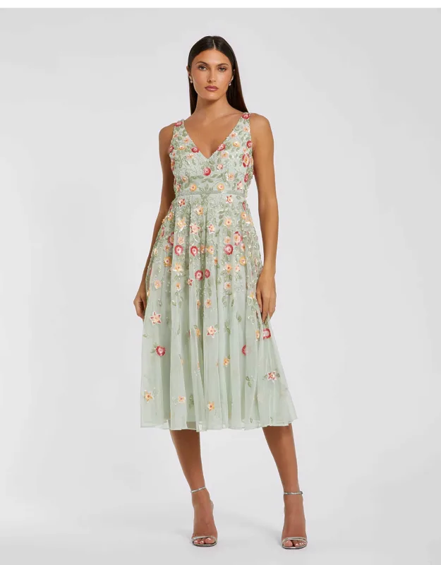 Deep V Midi Dress