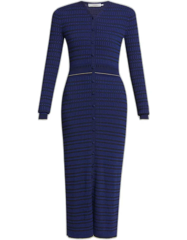 Ivanna Long-sleeve Micro Check Dress