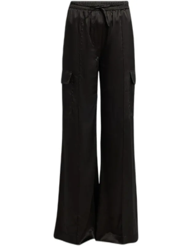 Stretch Silk Wide-leg Cargo Pajama Pants
