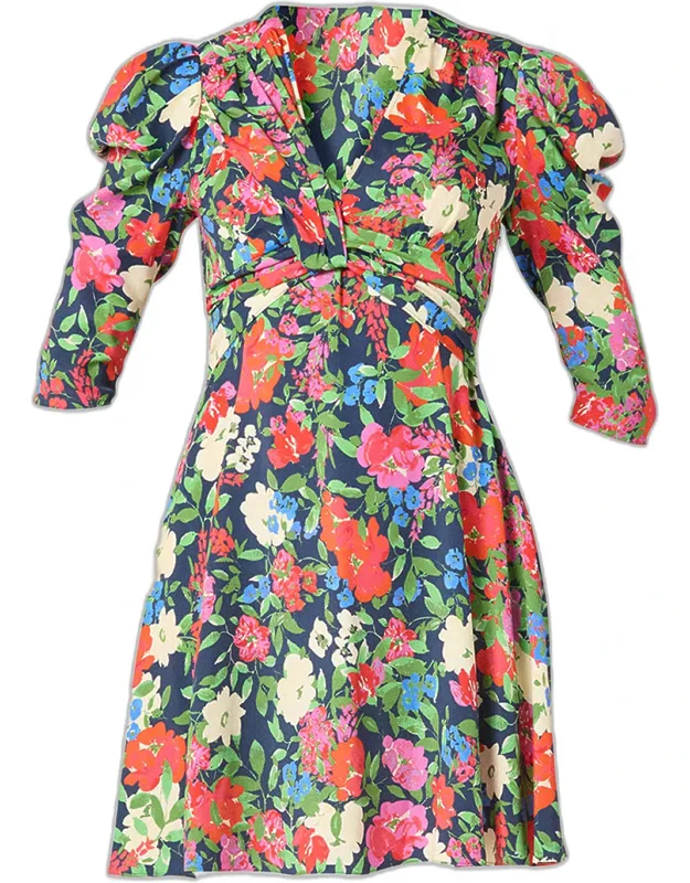 Natalaya Smocked Floral-print Mini Dress