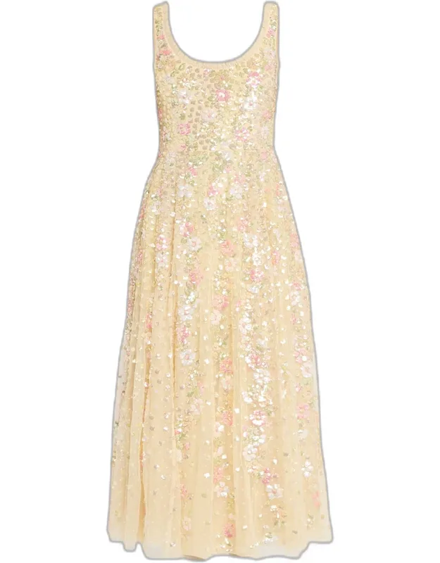 Confetti Floral Sequin Ballerina Maxi Dress