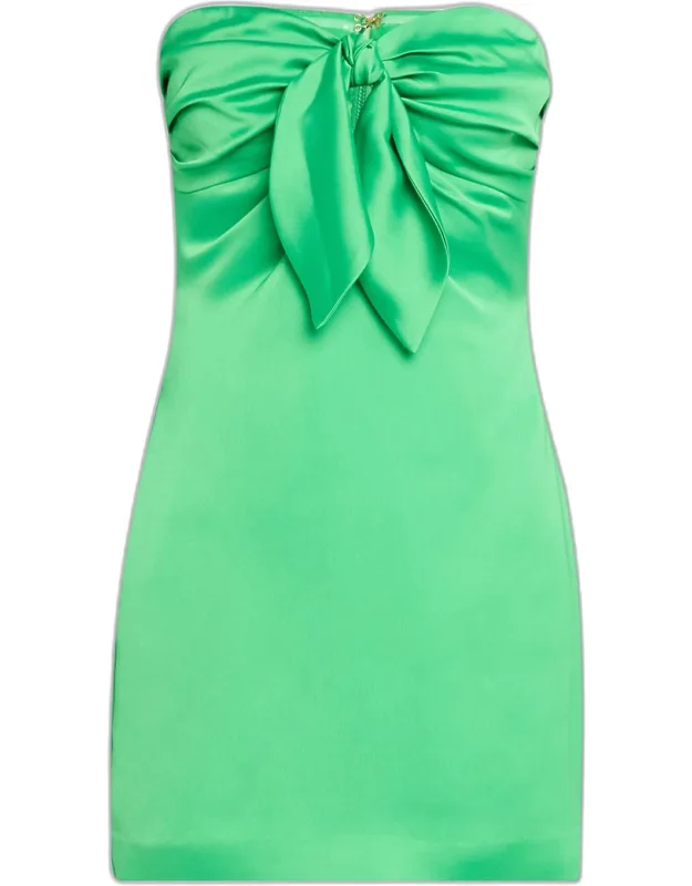 Orion Strapless Tie-front Satin Mini Dress