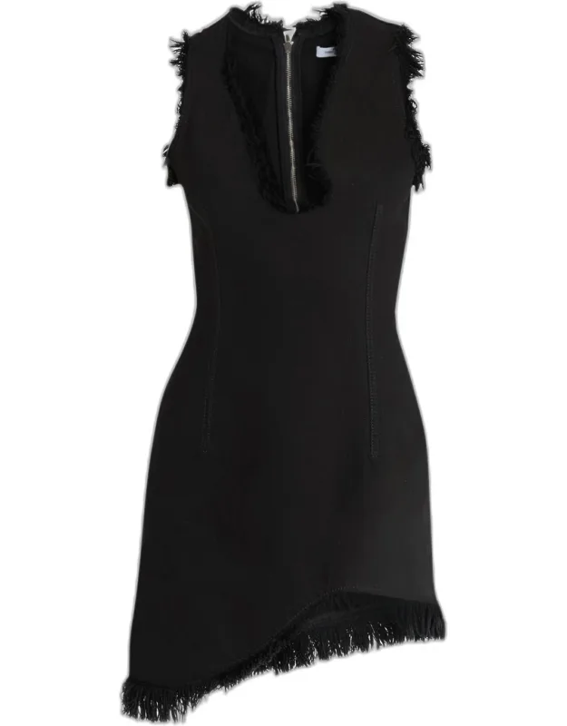 Raw-edge Sleeveless Denim Mini Dress