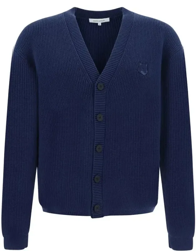 Knitwear With Front Button Closure And Ribbed Cuffs