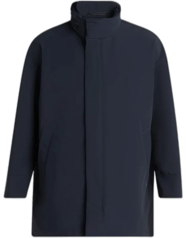 Nylon Stretch Caban Coat