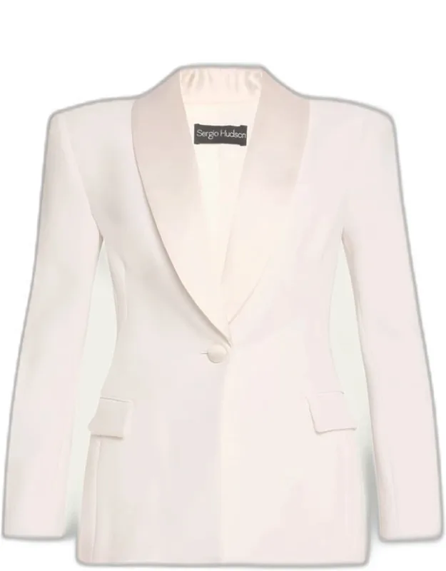 Satin Shawl Lapel One-button Blazer