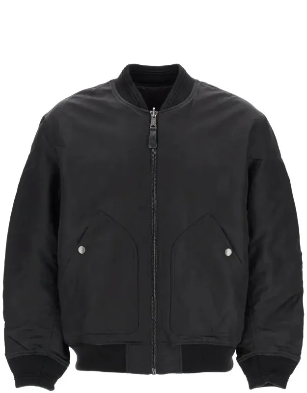 Classic Nylon Bomber Jacket With Zip And Side Pockets
