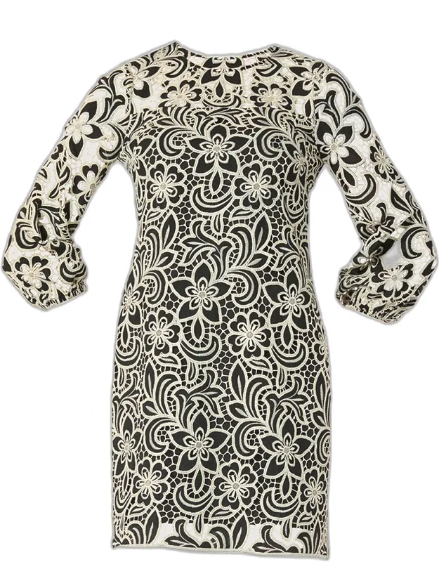 Holland 3/4-sleeve Floral Lace Mini Dress