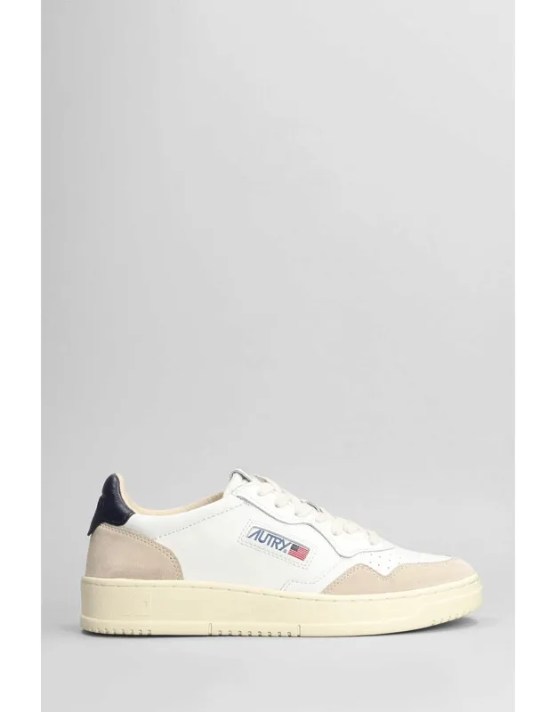 Medalist Low Sneakers In Leather With Perforated Upper And Suede Details