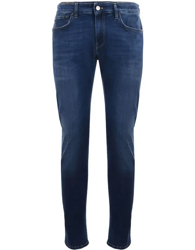 Pt Torino Jeans In Super Stretch Denim With Stone Wash Effect, Intentionally Faded Areas, 5 Pockets, Turn-up Sewn At The Bottom, Slim Fit