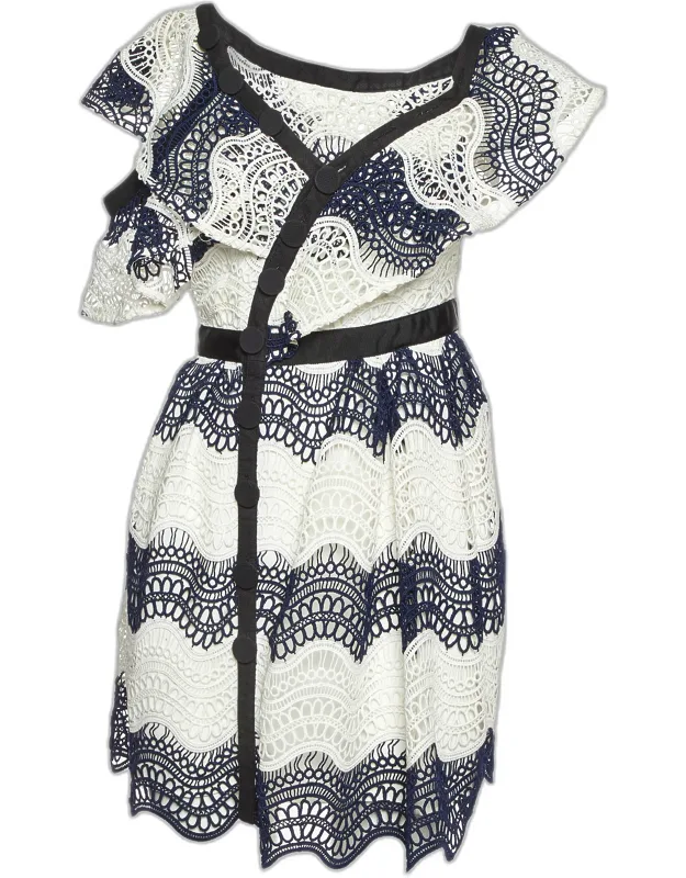 Wavy Guipure Lace Mini Dress