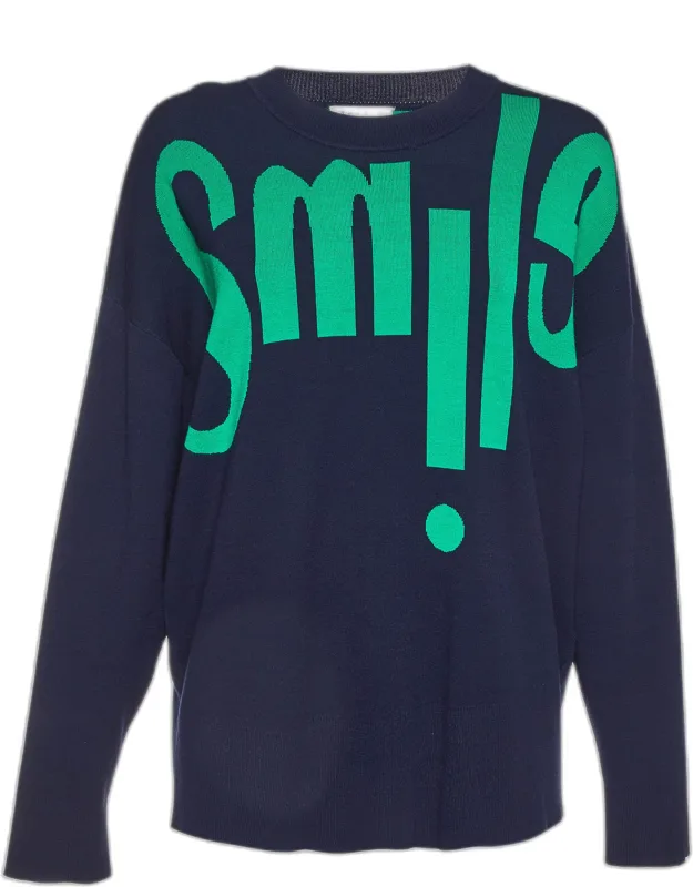 Smile Intarsia Knit Crewneck Sweater