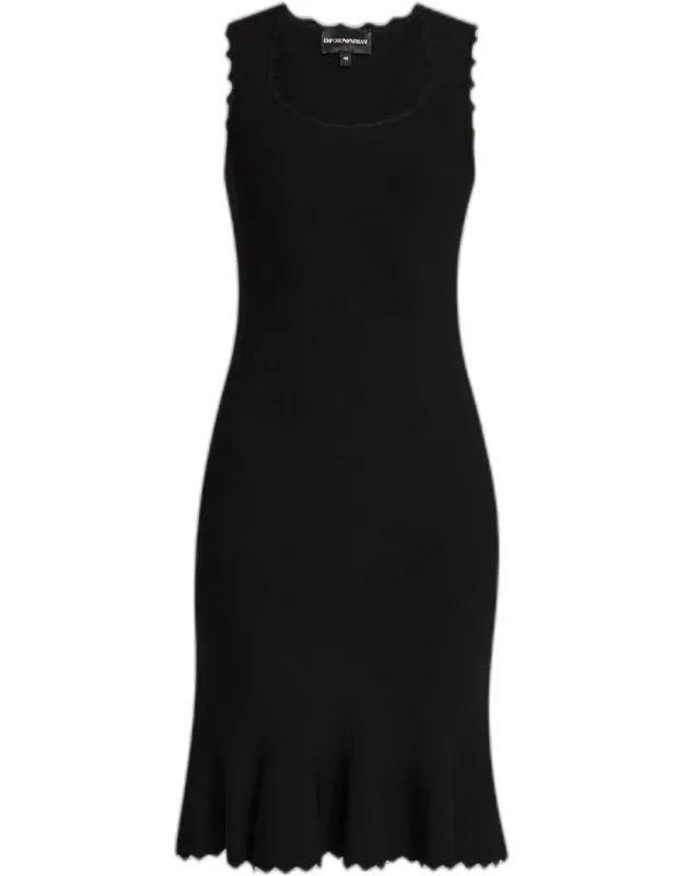 Scalloped Stretch Milano Dress