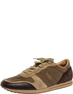 Nylon Leather And Suede Low Top Sneakers