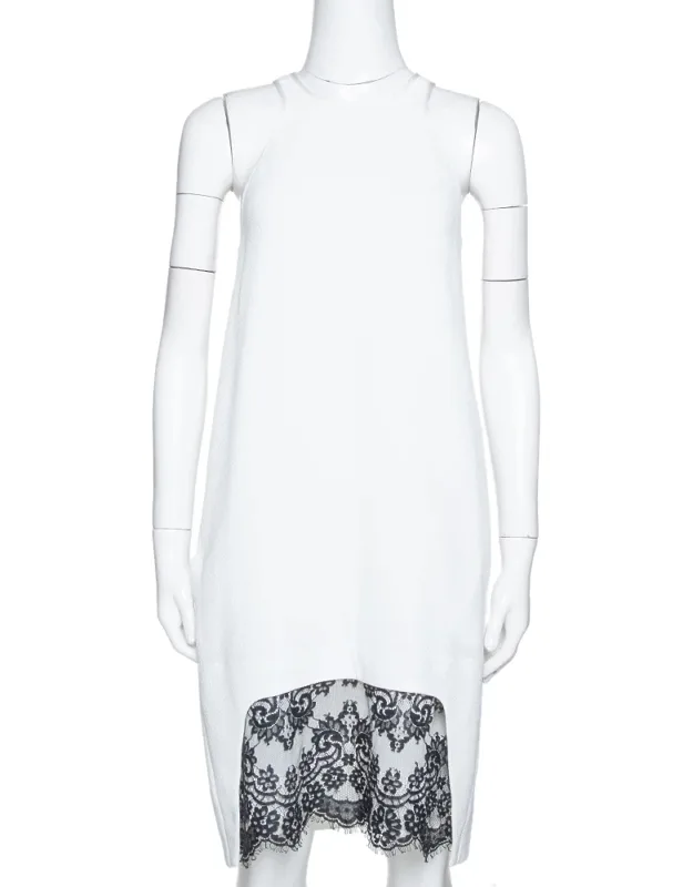 Crepe Lace Trim Sleeveless Shift Dress