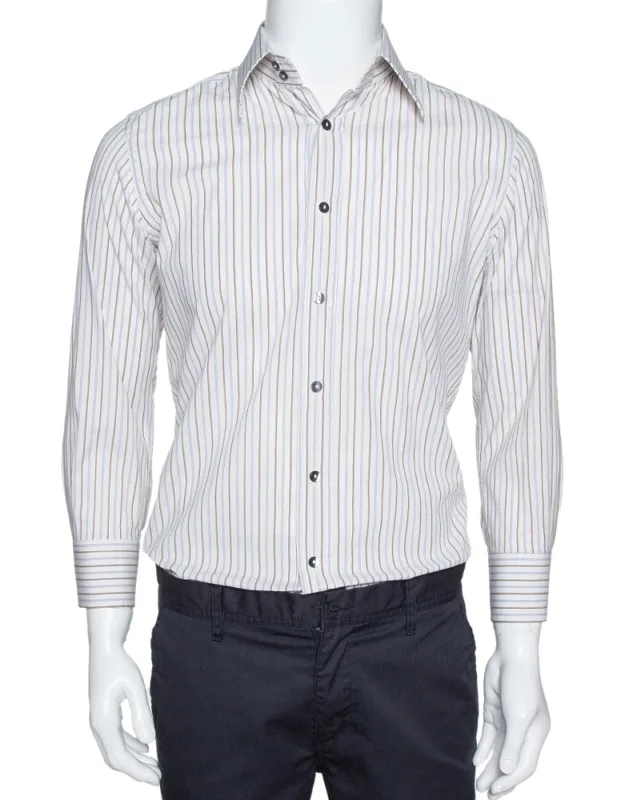 Multicolor Striped Cotton Slim Fit Button Front Shirt