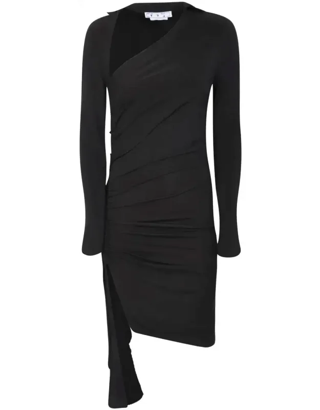Dress With Asymmetric Neck And Side Slit