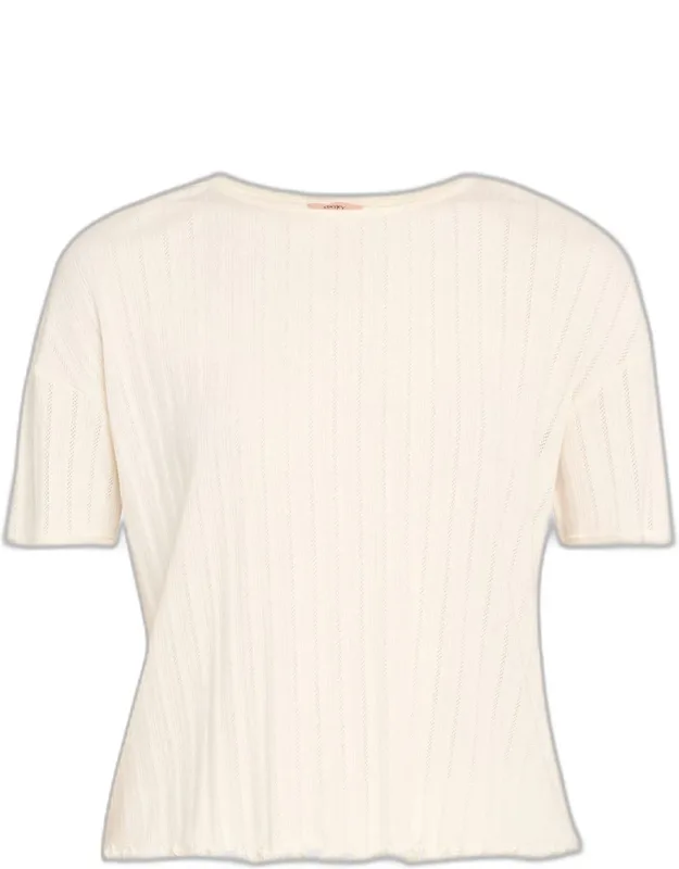 Pointelle Lettuce-hem Top