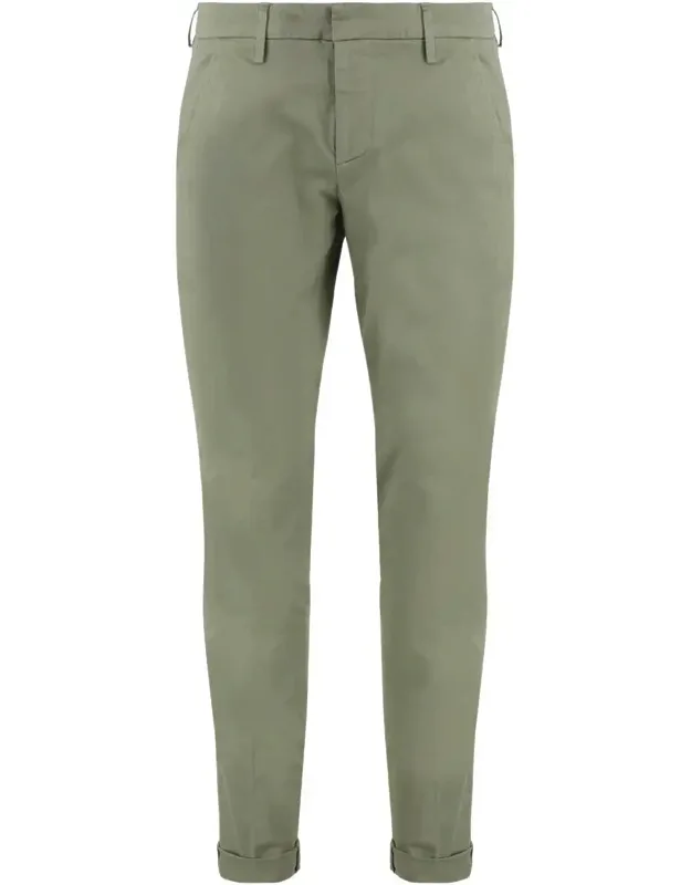 Cotton Trousers With Two Side Pockets And Buttoned Back Welt Pockets