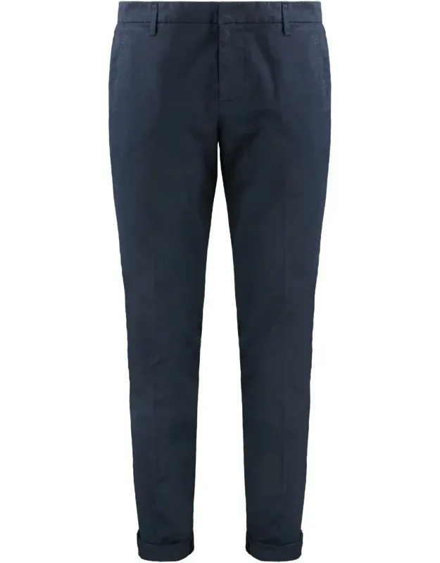 Cotton Trousers With Two Side Pockets And Buttoned Back Welt Pockets