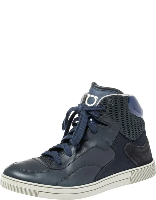 Leather And Mesh High Top Sneakers
