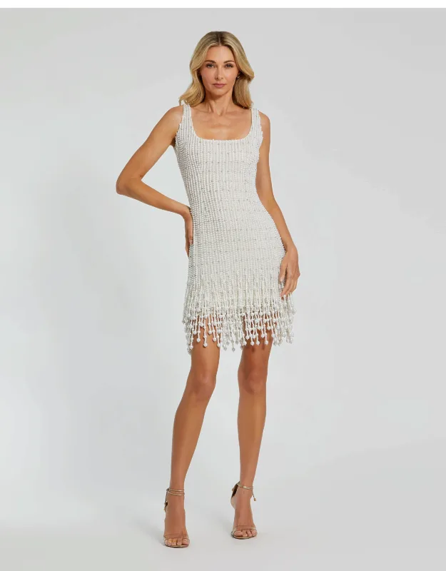 Beaded Square Neck Mini Dress