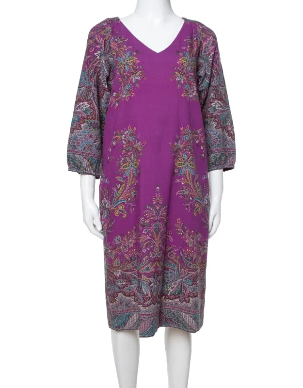 Floral Print Wool Shift Dress