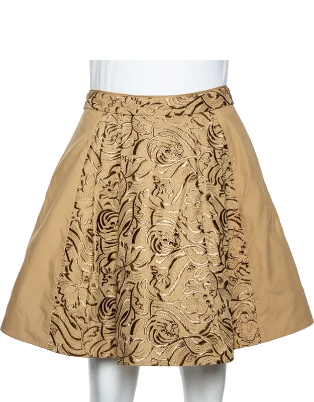 Embroidered Cotton Pleated Mini Skirt