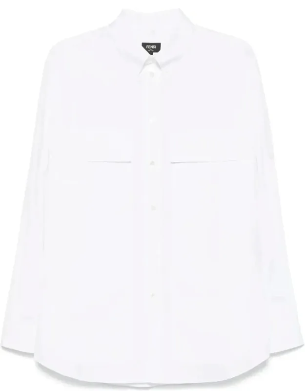 Topstitched Roma Lettering Cotton Shirt