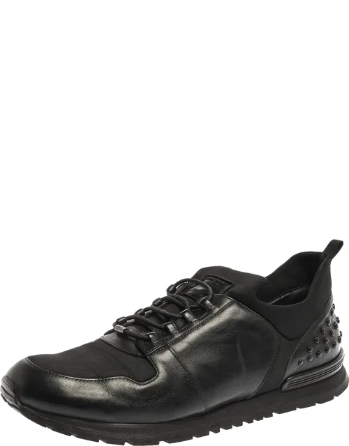 Leather And Nylon Lace Sneakers