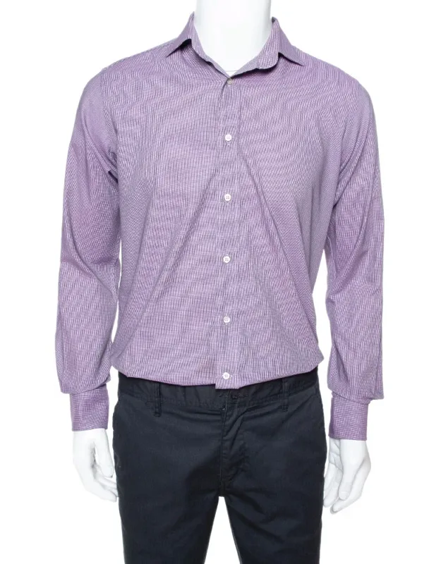 Houndstooth Pattern Cotton Long Sleeve Shirt