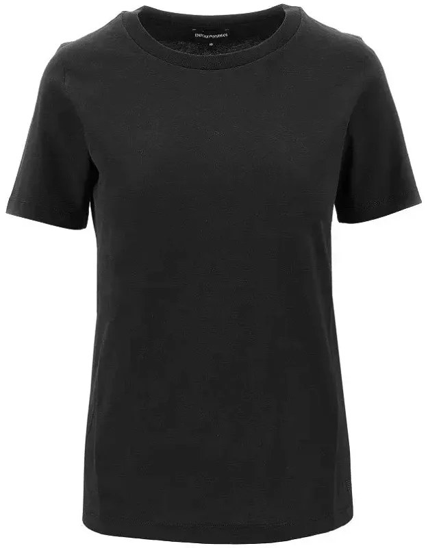 T-shirt With Logo Embroidery, Pure Cotton Jersey, Micro-ribbed Crewneck