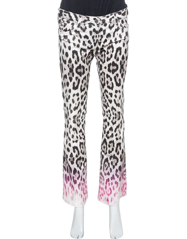 Ombre Animal Print Cotton Flare Leg Jeans