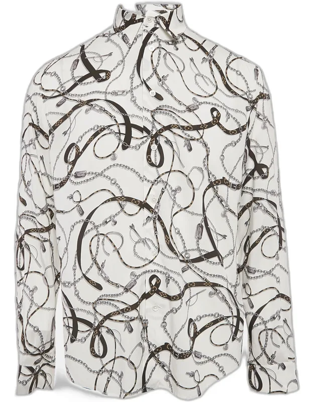 Chain And Belt Print Crepe Shirt