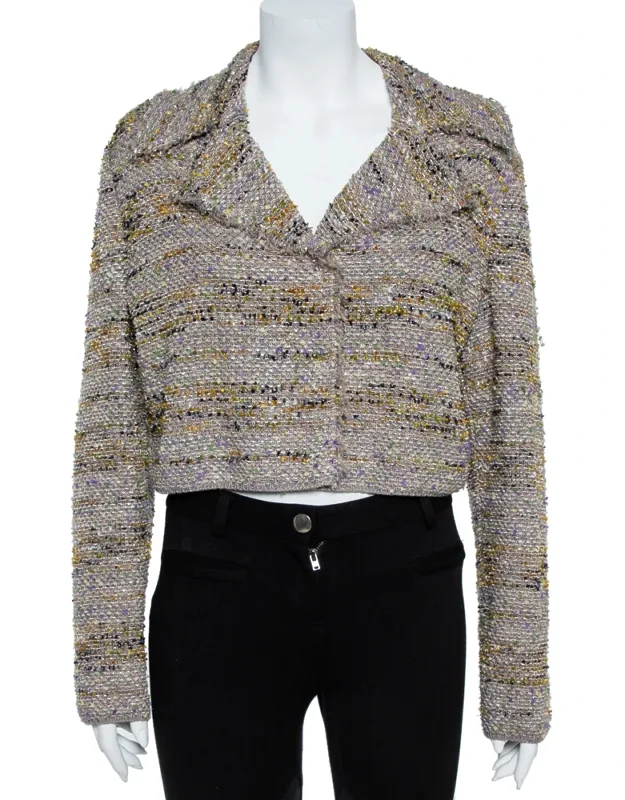 Multicolor Tweed Cropped Blazer
