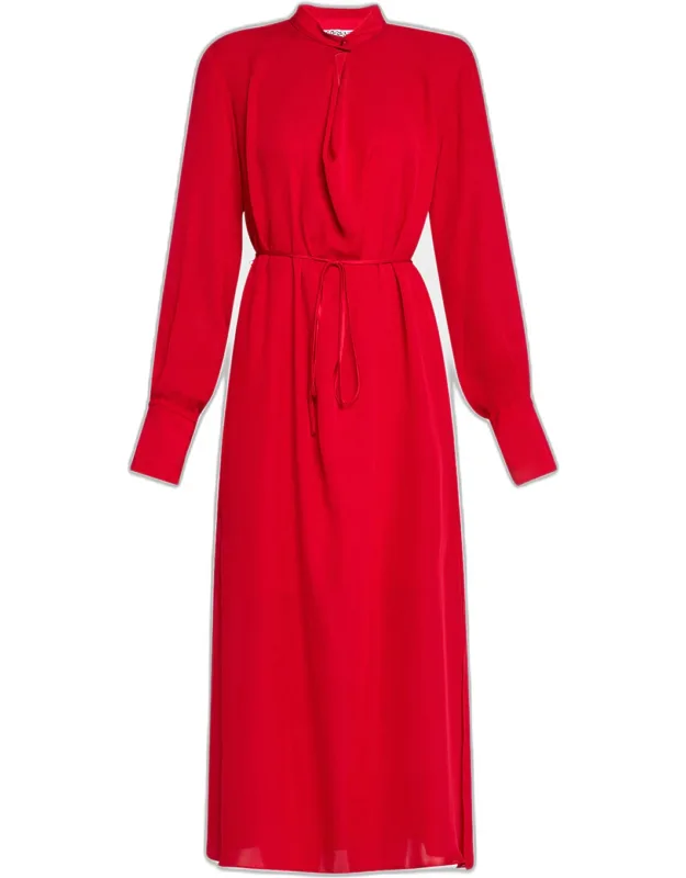 Cutout Silk Midi Dress