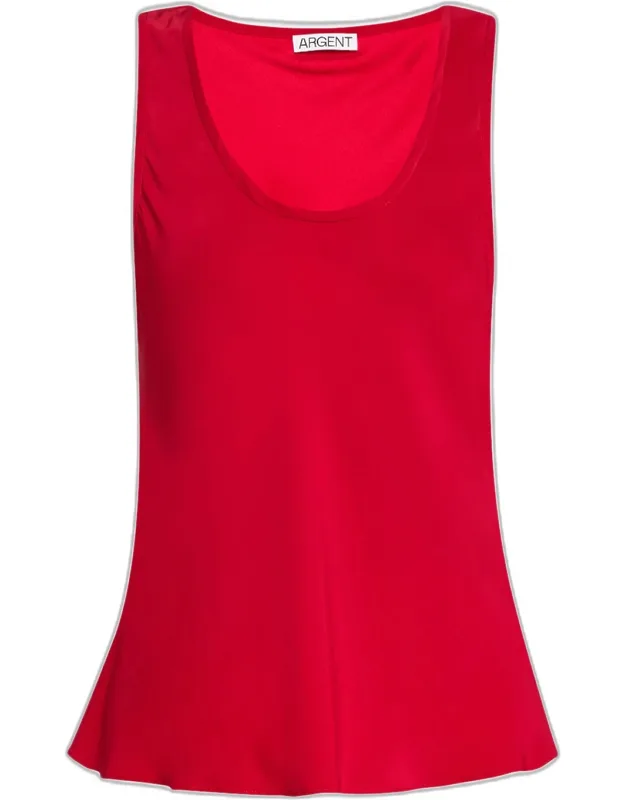 Scoop-neck Silk Charmeuse Tank