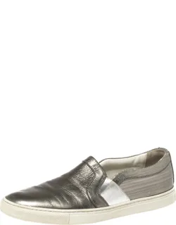 Metallic Leather Slip-on Sneakers